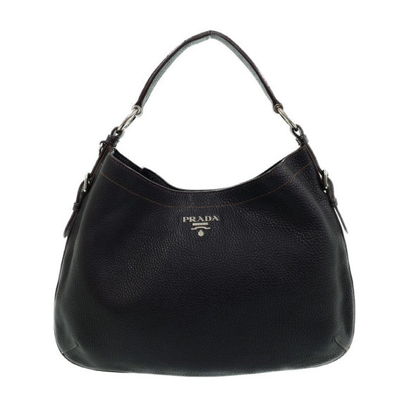Prada Leather Shoulder Bag Handbag Black - Picture 1 of 9
